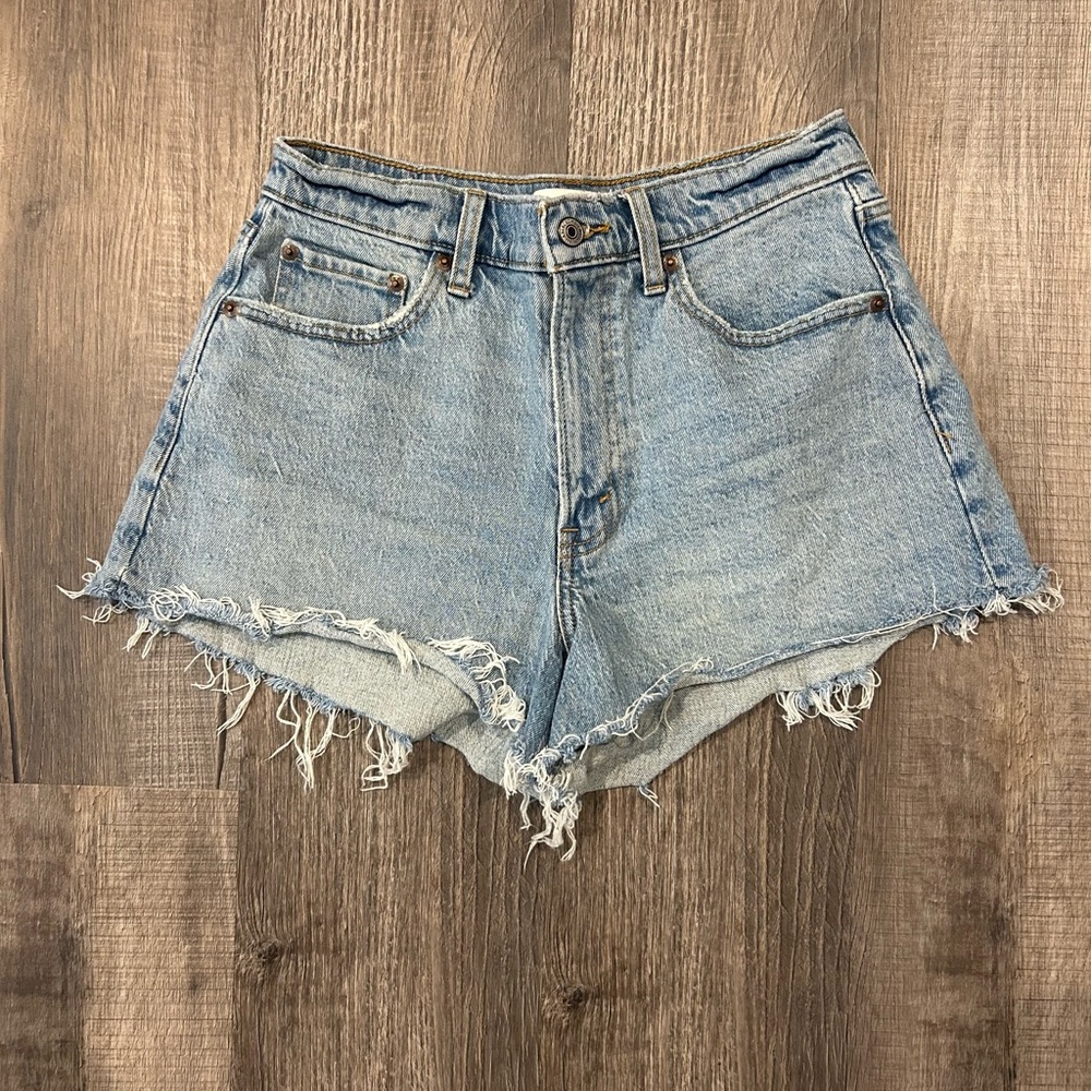 Abercrombie & Fitch Light Blue Frayed Jean Shorts